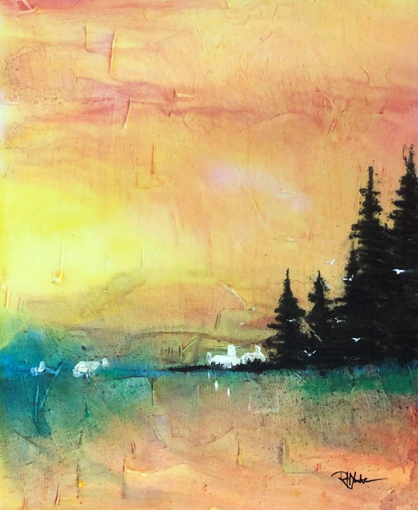 white barn original watercolor on canvas